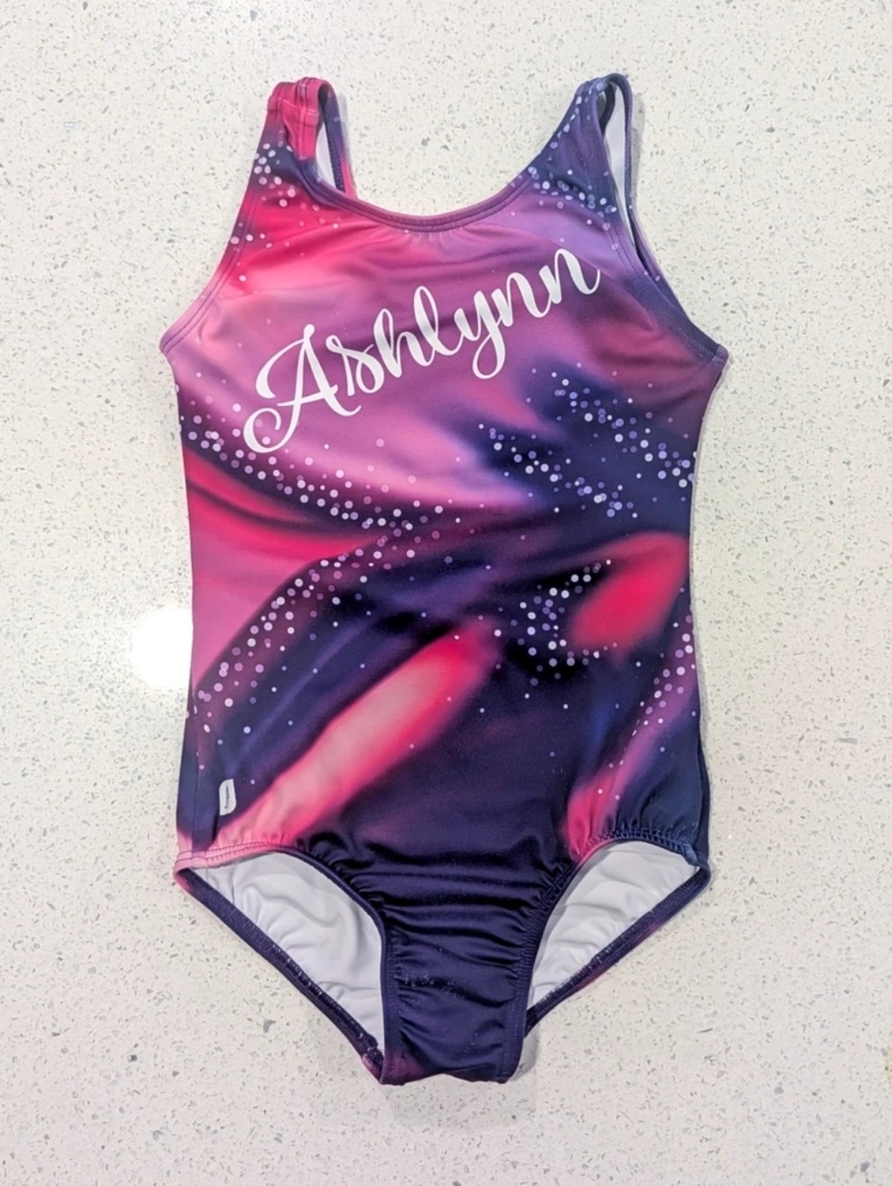 CUTE Custom Sylvia P gymnastics dance Leotard 6 Small Pink Purple Galaxy ASHLYNN